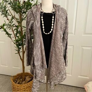 Brown/Gray/White Hooded Cardigan ⭐️ Beautiful